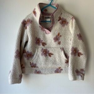 🌼 5/$20 OshKosh B’gosh Girls Cream Floral Sherpa Fleece Pullover Sweater 4T